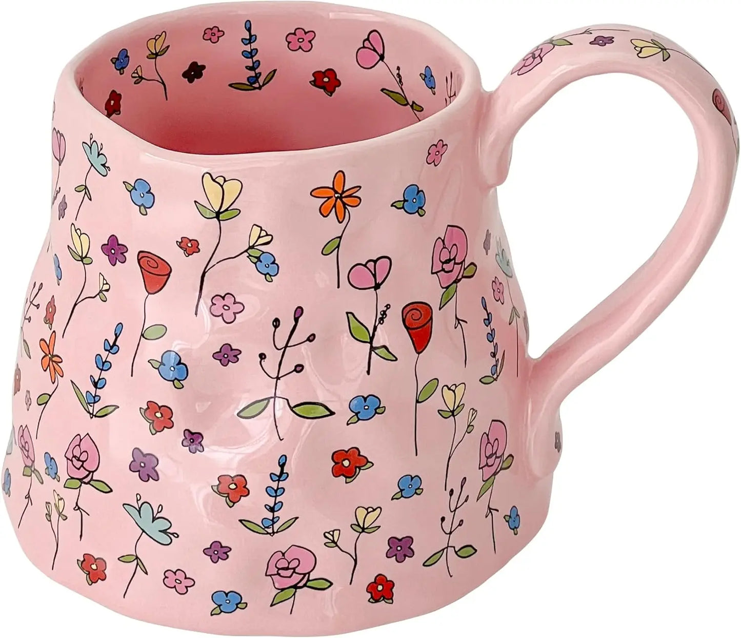 20 Oz Large Floral Pink/White Ceramic Coffee Mug