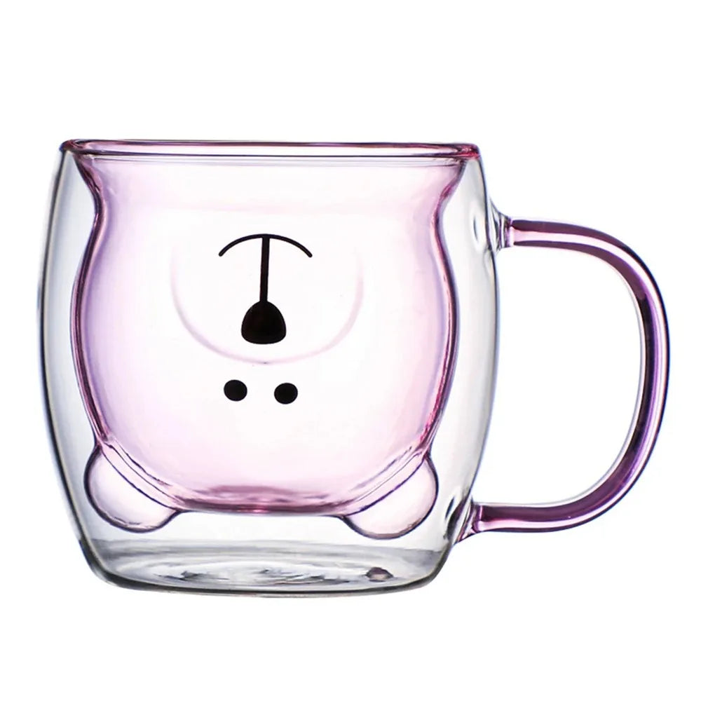 Cute Bear Double Glass Coffee Mug- 250ml