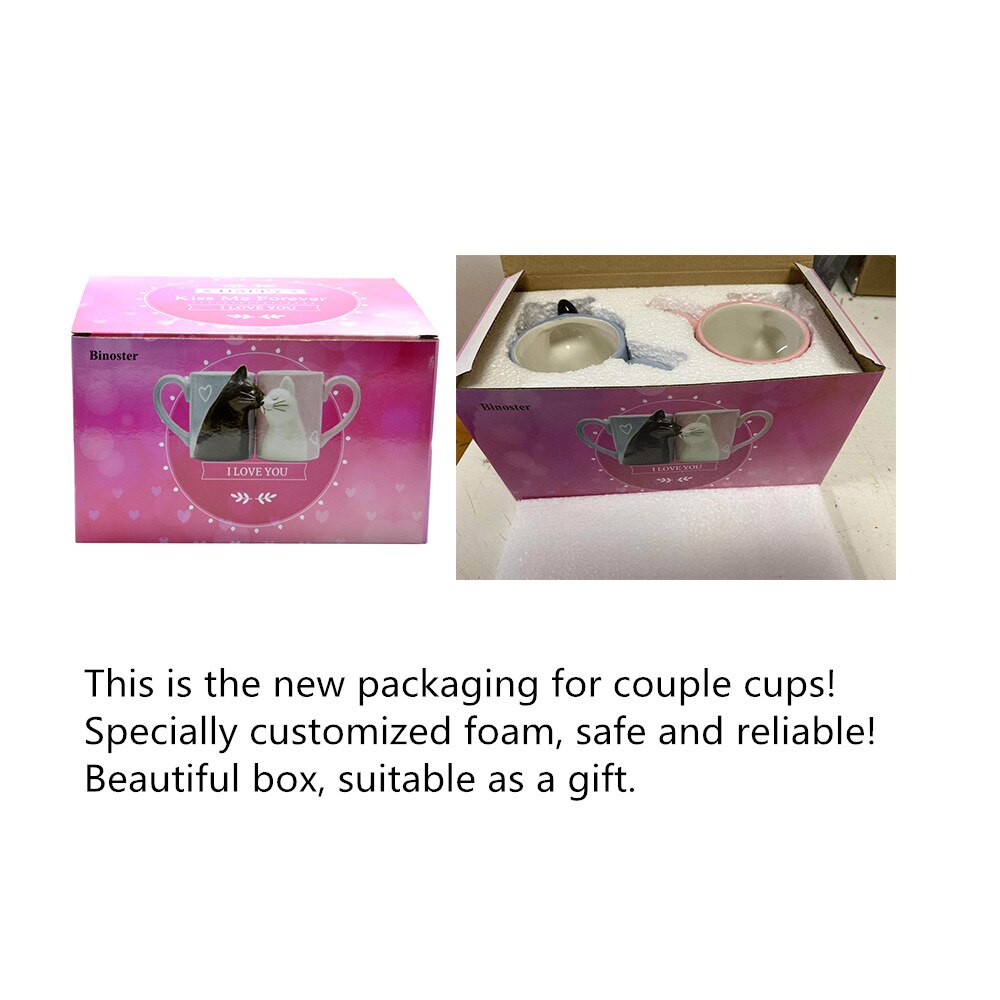 Handmade Funny Kiss Cat Coffee Couple Mug