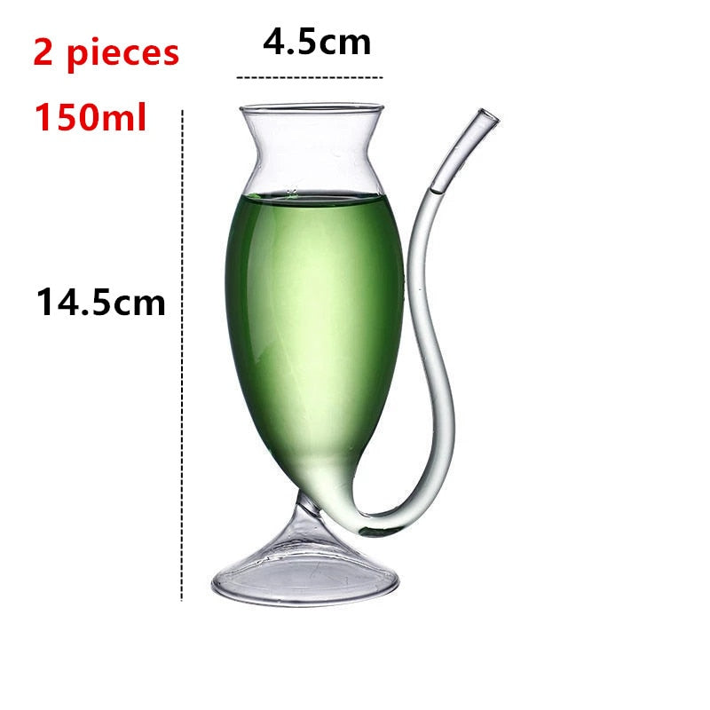 Kawaii Glass Wine Cups With Straw