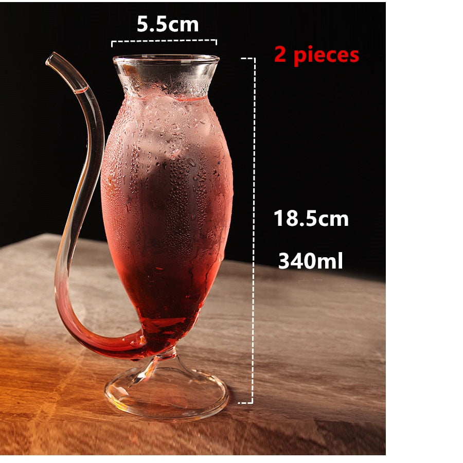 Kawaii Glass Wine Cups With Straw