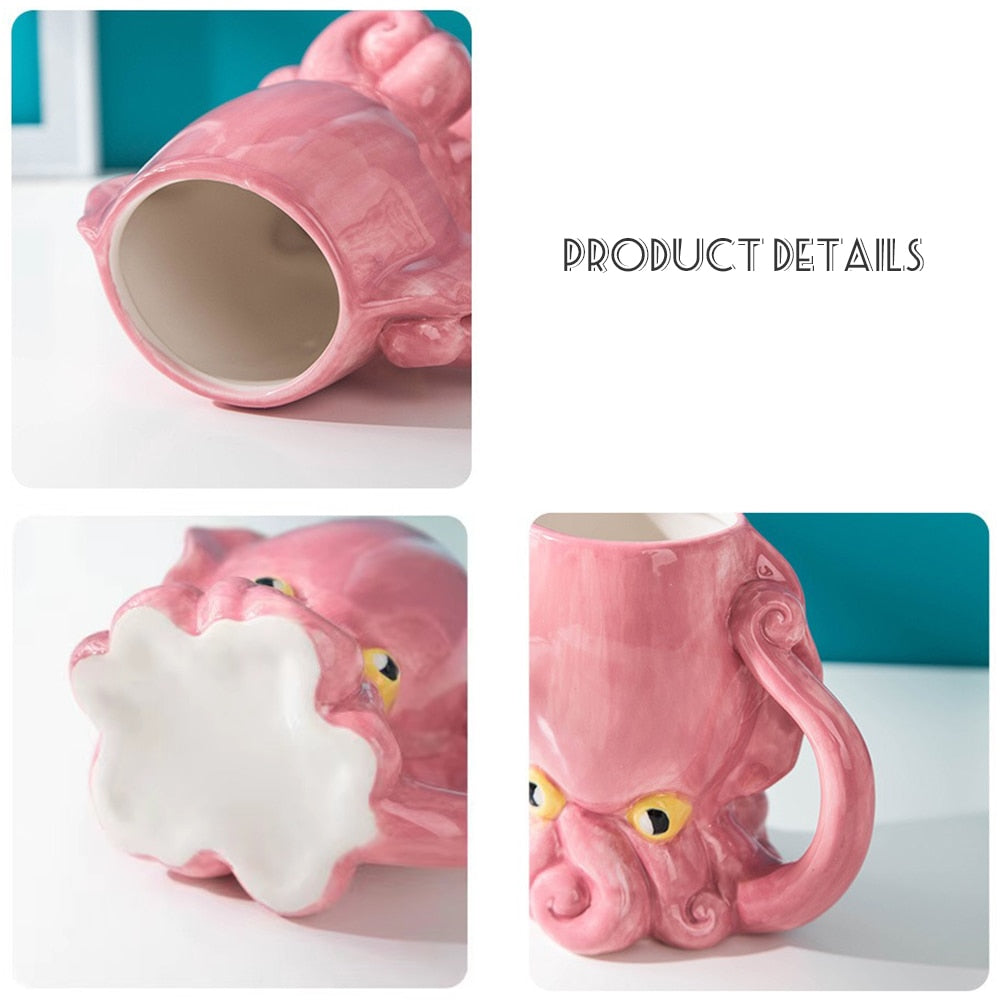 Funny Pink Octopus Ceramic Coffee Mug
