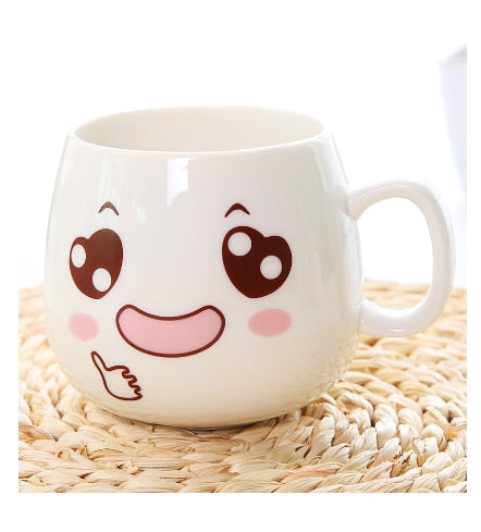 Cute Cartoon Face Expression Ceramic Coffee Mugs