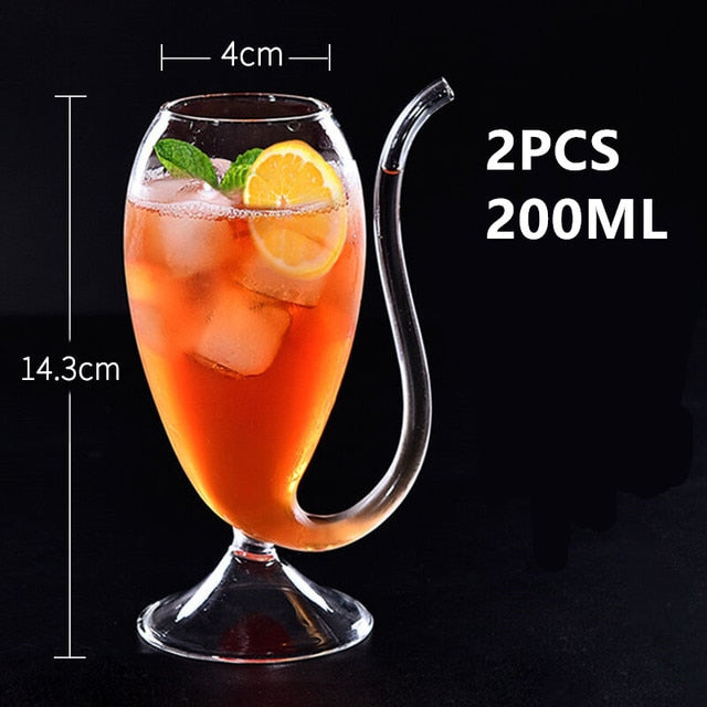 Kawaii Glass Wine Cups With Straw