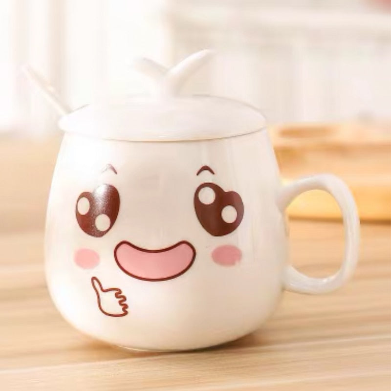 Cute Cartoon Face Expression Ceramic Coffee Mugs