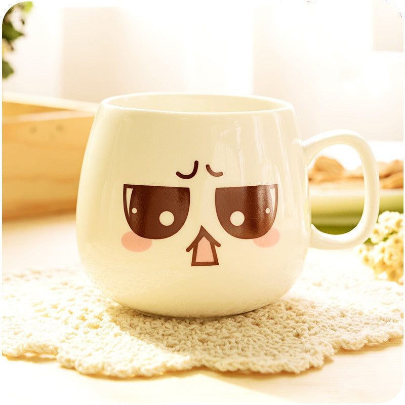 Cute Cartoon Face Expression Ceramic Coffee Mugs