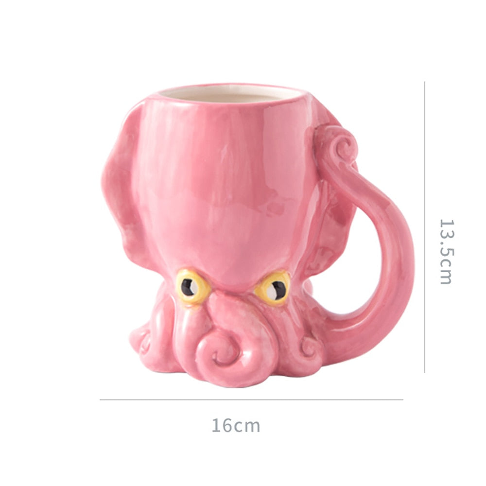 Funny Pink Octopus Ceramic Coffee Mug