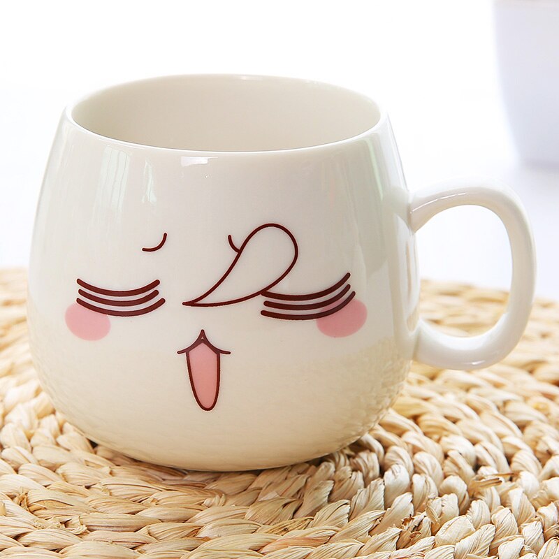 Cute Cartoon Face Expression Ceramic Coffee Mugs