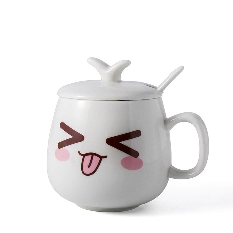 Cute Cartoon Face Expression Ceramic Coffee Mugs