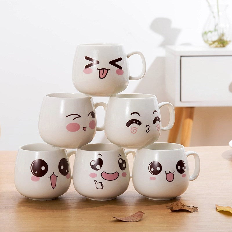 Cute Cartoon Face Expression Ceramic Coffee Mugs