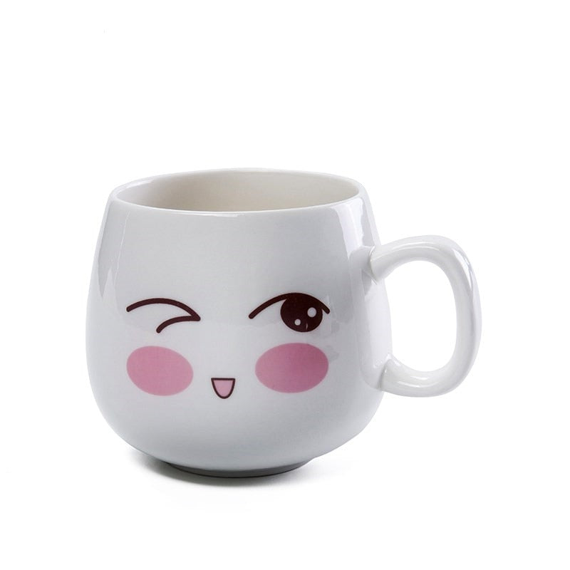 Cute Cartoon Face Expression Ceramic Coffee Mugs