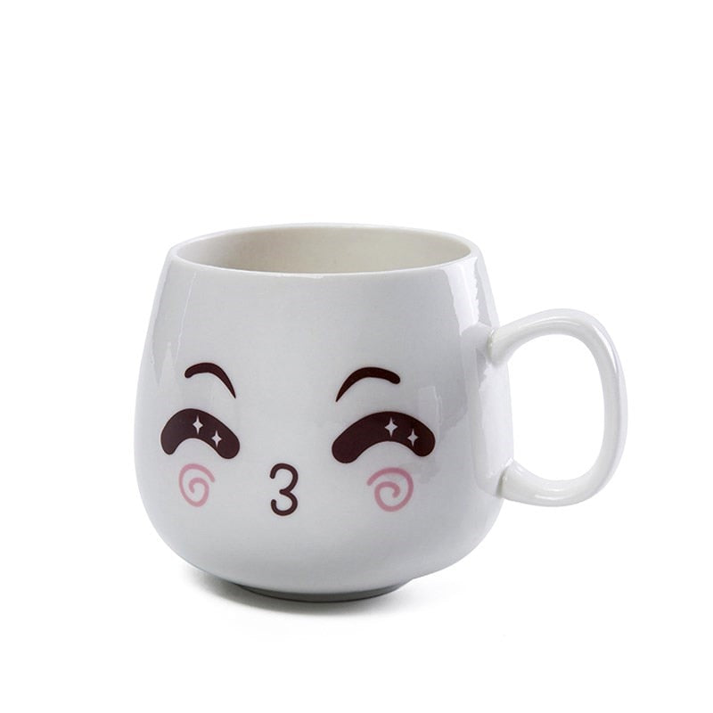Cute Cartoon Face Expression Ceramic Coffee Mugs