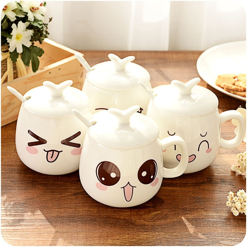 Cute Cartoon Face Expression Ceramic Coffee Mugs