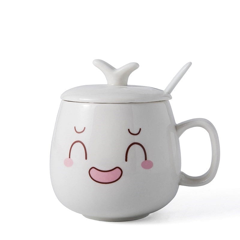 Cute Cartoon Face Expression Ceramic Coffee Mugs