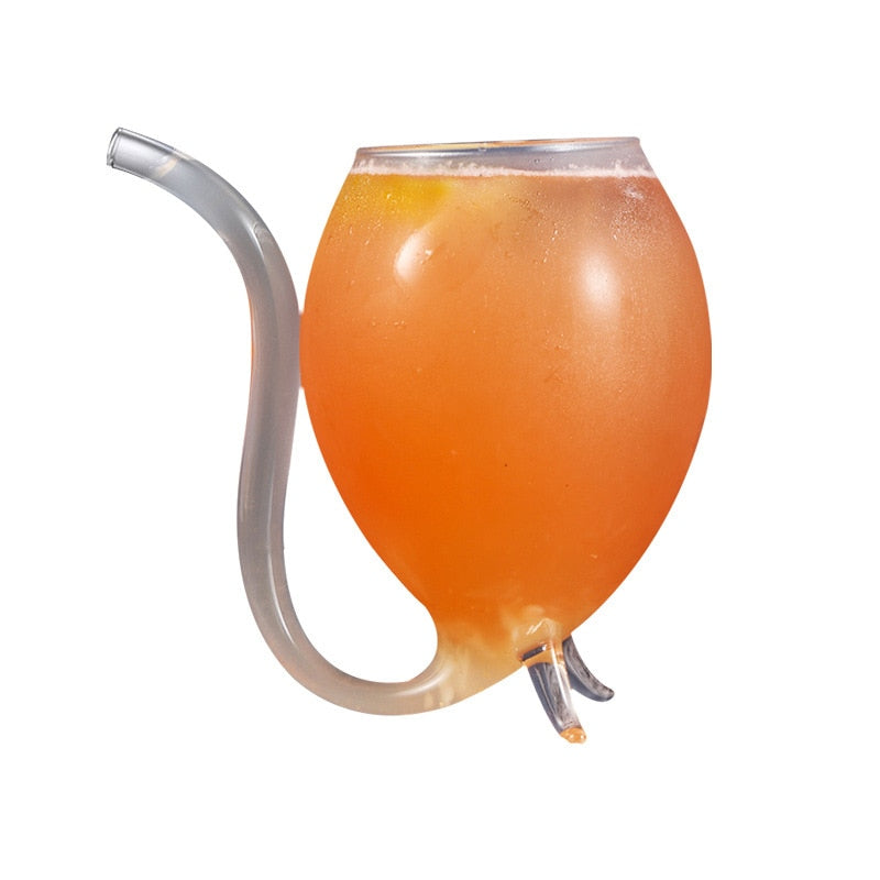Kawaii Glass Wine Cups With Straw