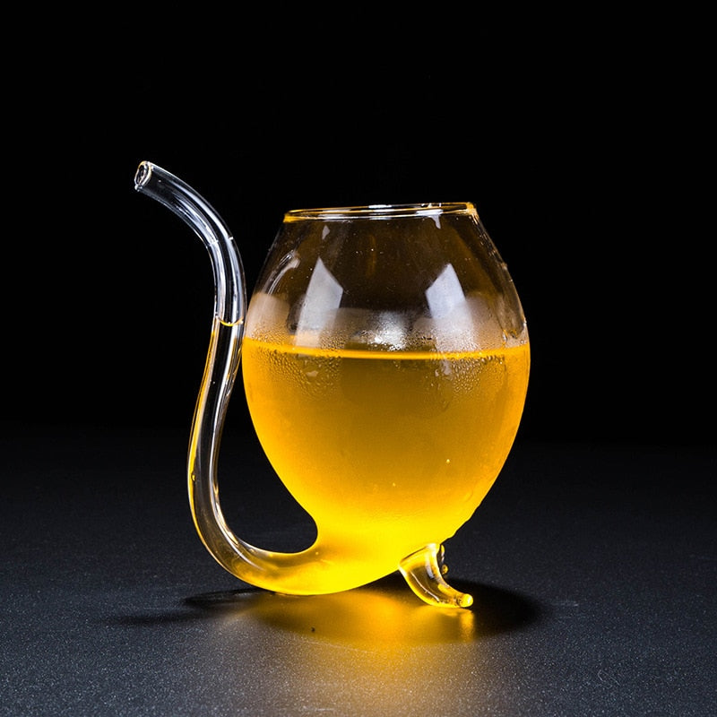 Kawaii Glass Wine Cups With Straw