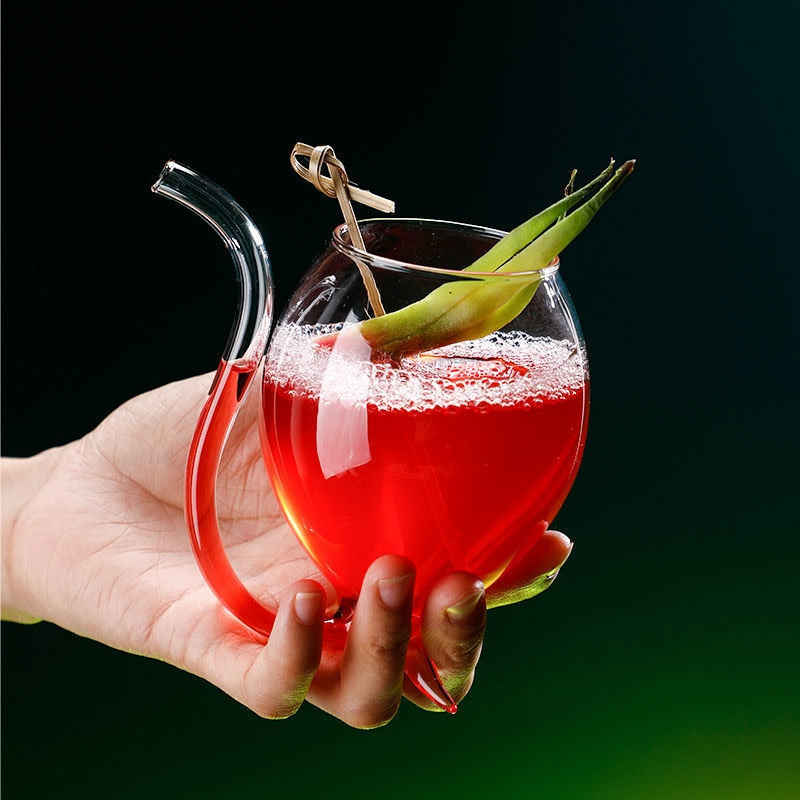 Kawaii Glass Wine Cups With Straw