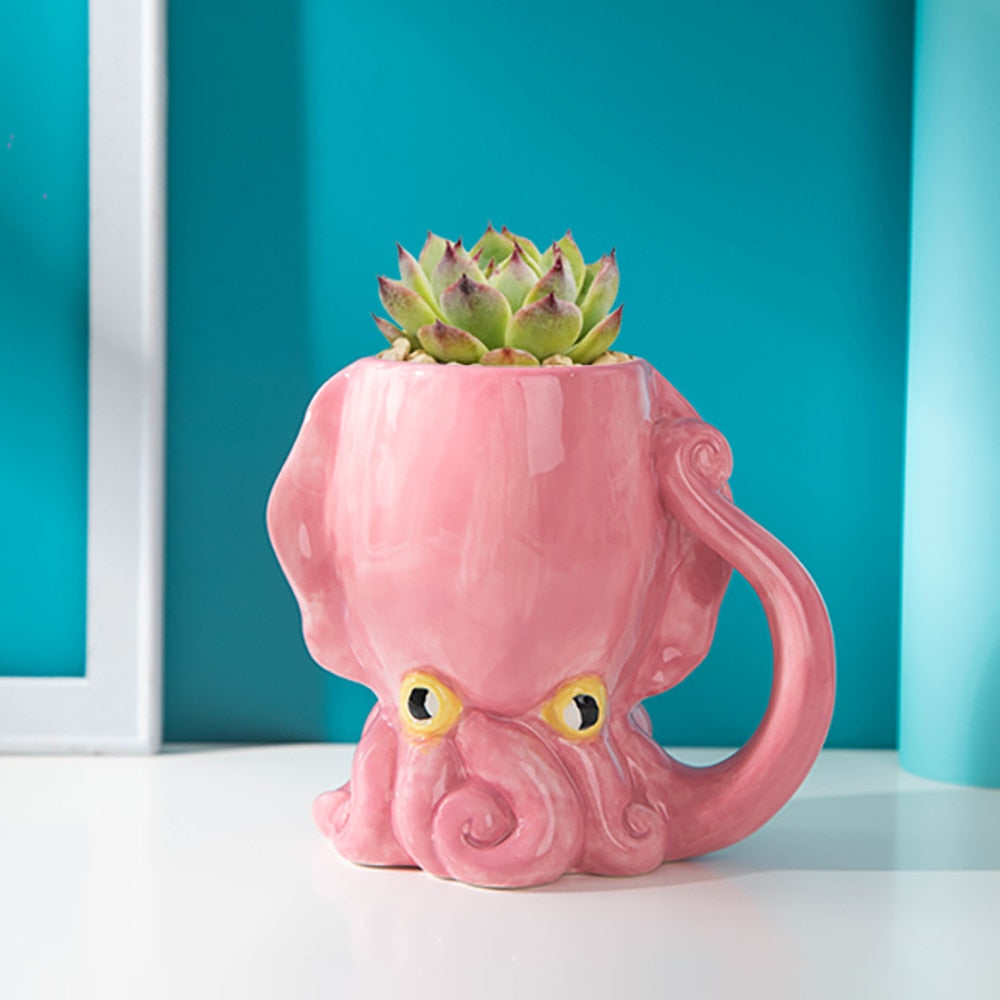 Funny Pink Octopus Ceramic Coffee Mug