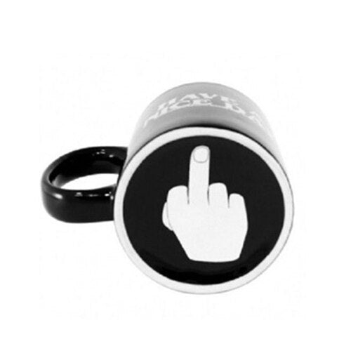 White Middle Finger mug, Funny Ceramic Coffee Mug