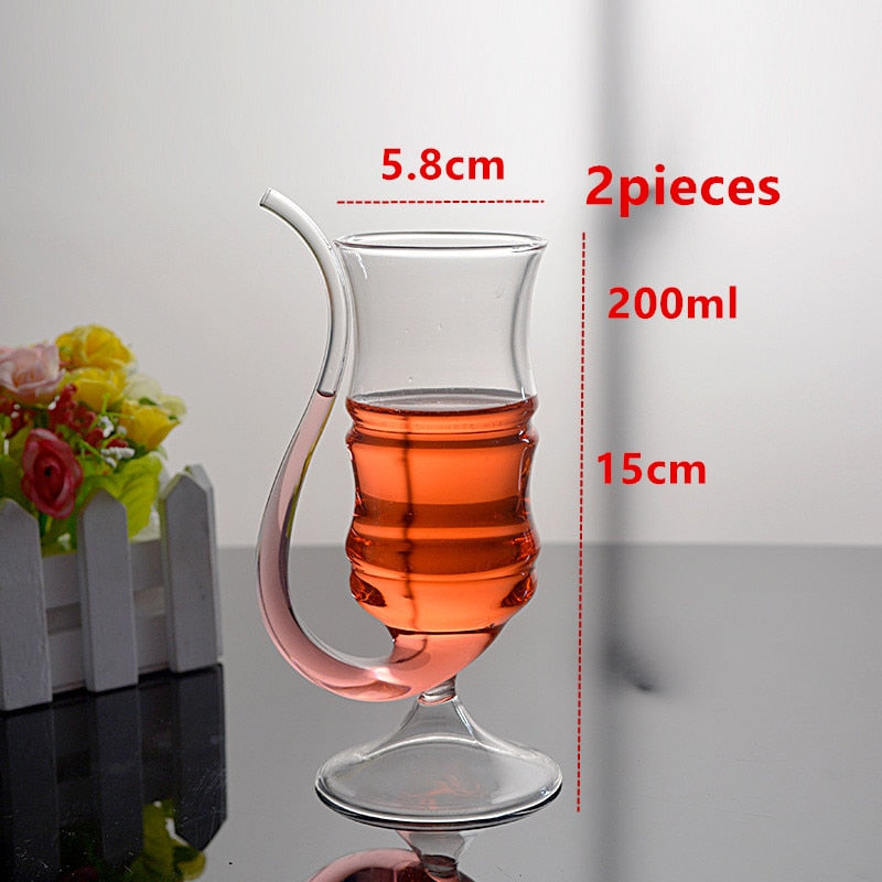 Kawaii Glass Wine Cups With Straw