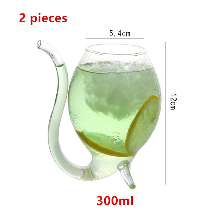 Kawaii Glass Wine Cups With Straw