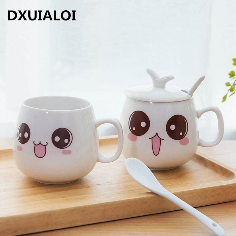 Cute Cartoon Face Expression Ceramic Coffee Mugs