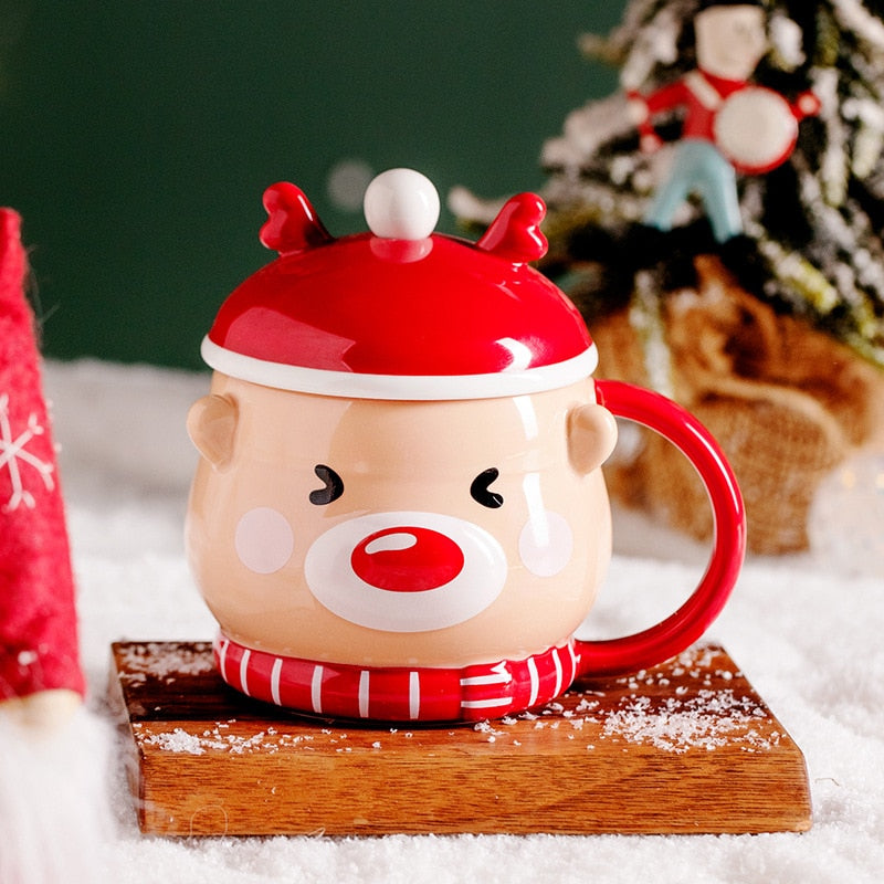 Creative Moose Christmas Ceramic Mug with Lid