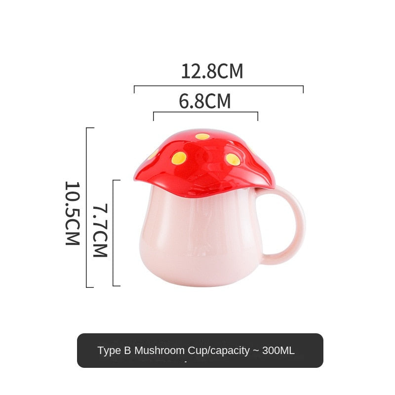 Creative Mushroom Ceramic Cup with lid Ceramic Mug Coffee