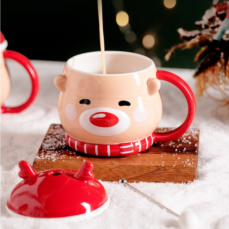 Creative Moose Christmas Ceramic Mug with Lid