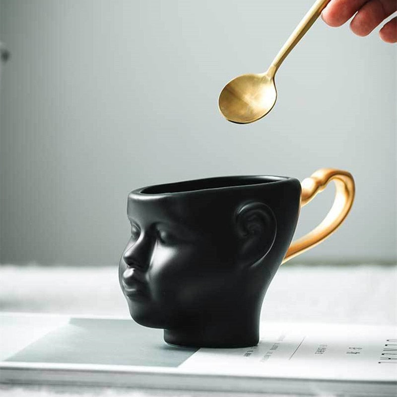 Nordic face exquisite gold handle coffee Mug
