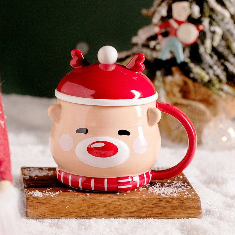 Creative Moose Christmas Ceramic Mug with Lid