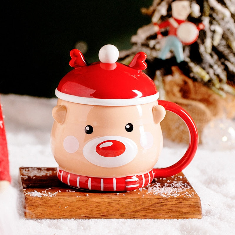 Creative Moose Christmas Ceramic Mug with Lid