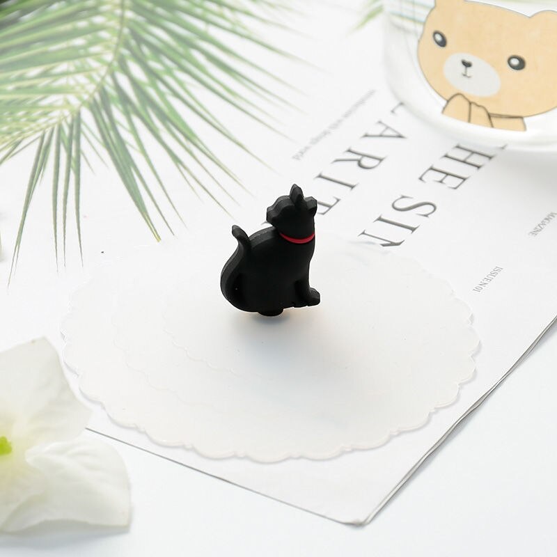 Cute Black Cat Glass Coffee Mug Set
