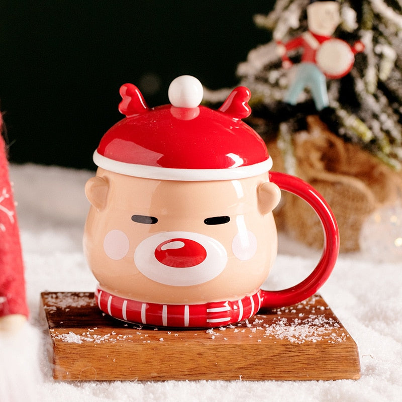 Creative Moose Christmas Ceramic Mug with Lid