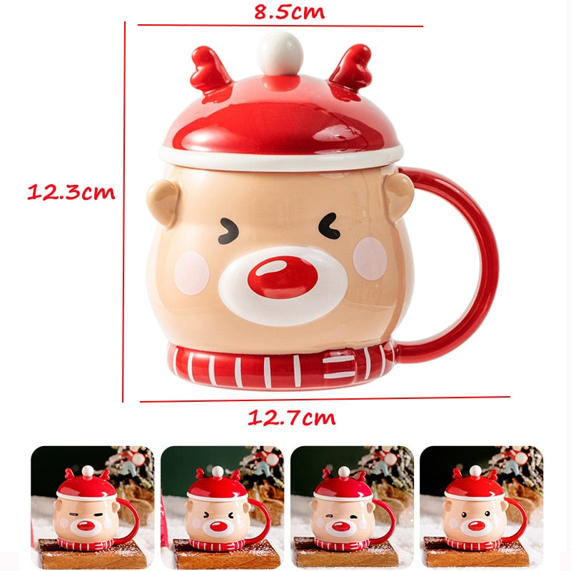 Creative Moose Christmas Ceramic Mug with Lid