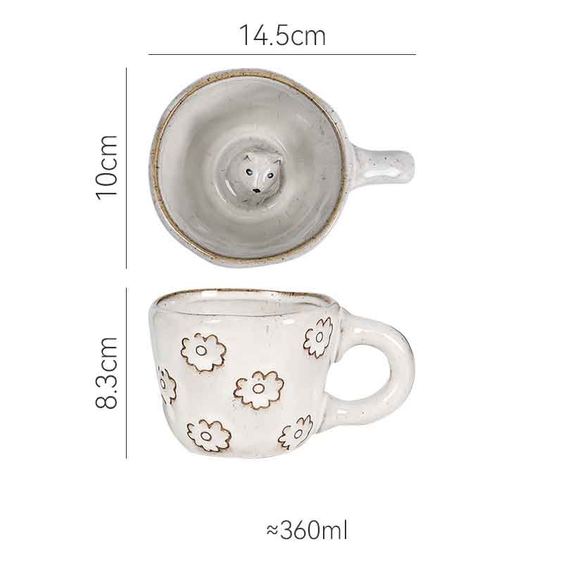Handmade 3D Snail Daisy Dog Cat Coffee Mugs