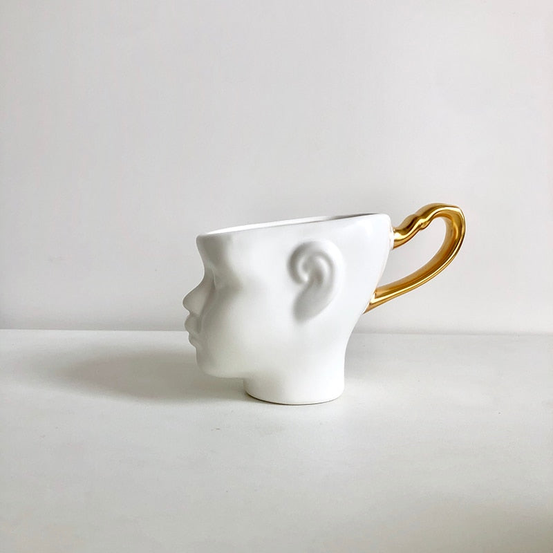 Nordic face exquisite gold handle coffee Mug