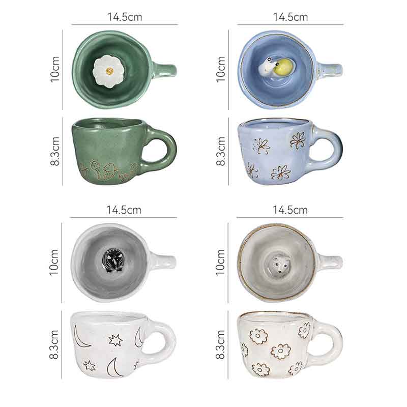 Handmade 3D Snail Daisy Dog Cat Coffee Mugs