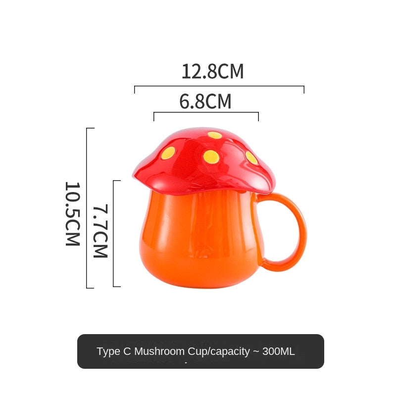 Creative Mushroom Ceramic Cup with lid Ceramic Mug Coffee