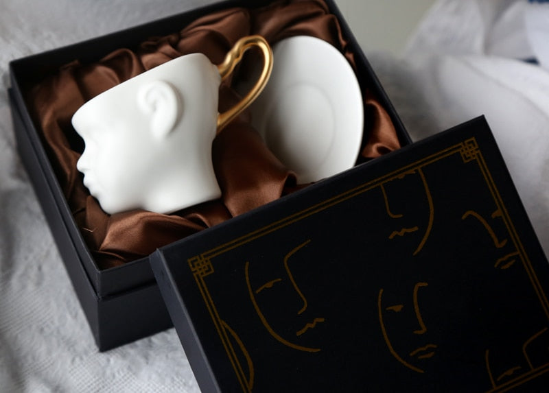 Nordic face exquisite gold handle coffee Mug
