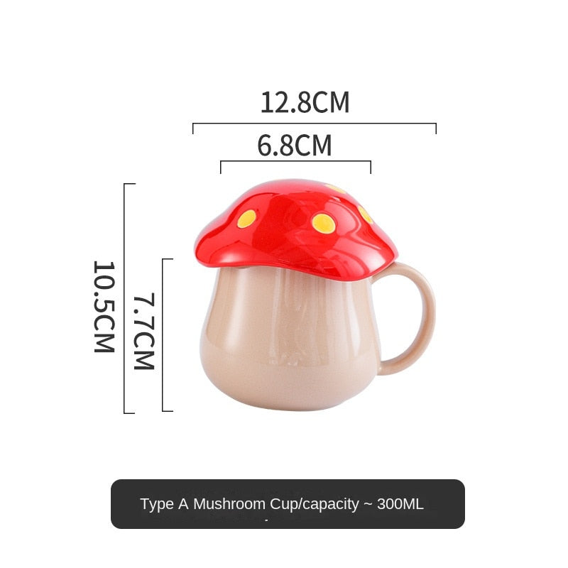Creative Mushroom Ceramic Cup with lid Ceramic Mug Coffee