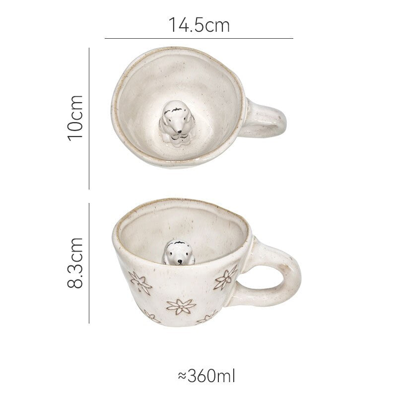 Handmade 3D Snail Daisy Dog Cat Coffee Mugs