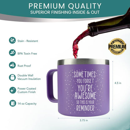 Inspirational Coffee Mug For Women - Sometimes You Forget You're Awesome Purple Mug
