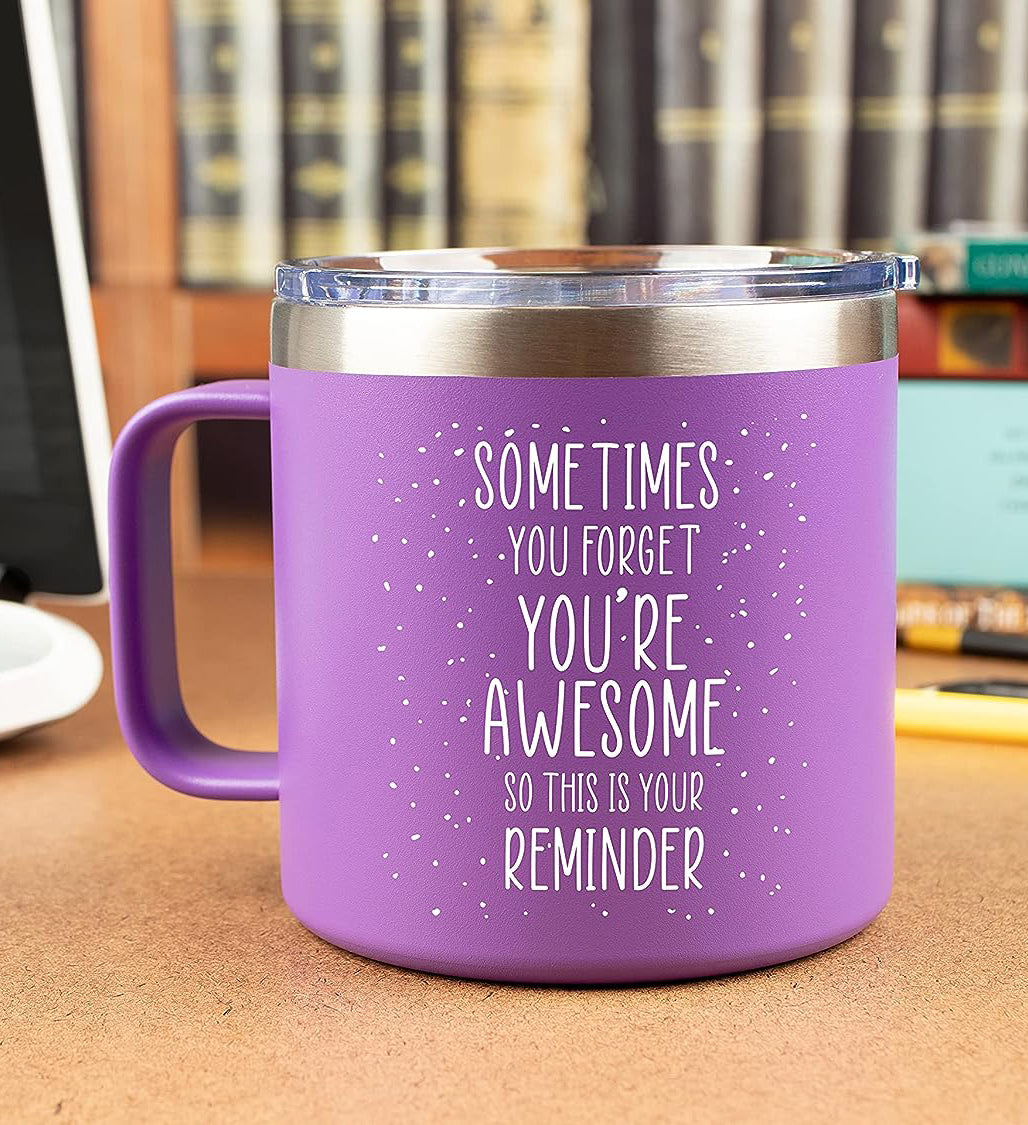 Inspirational Coffee Mug For Women - Sometimes You Forget You're Awesome Purple Mug
