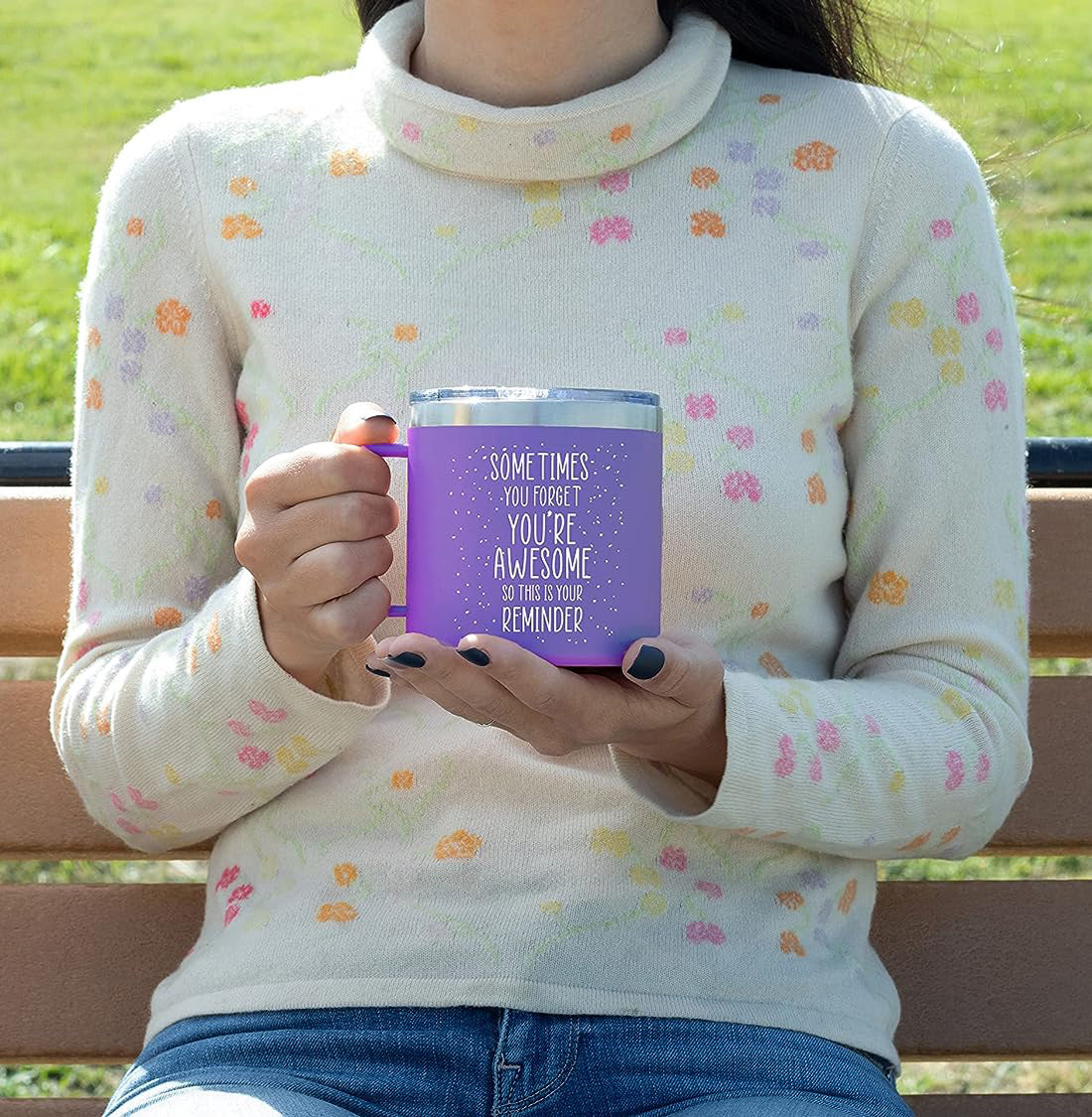 Inspirational Coffee Mug For Women - Sometimes You Forget You're Awesome Purple Mug