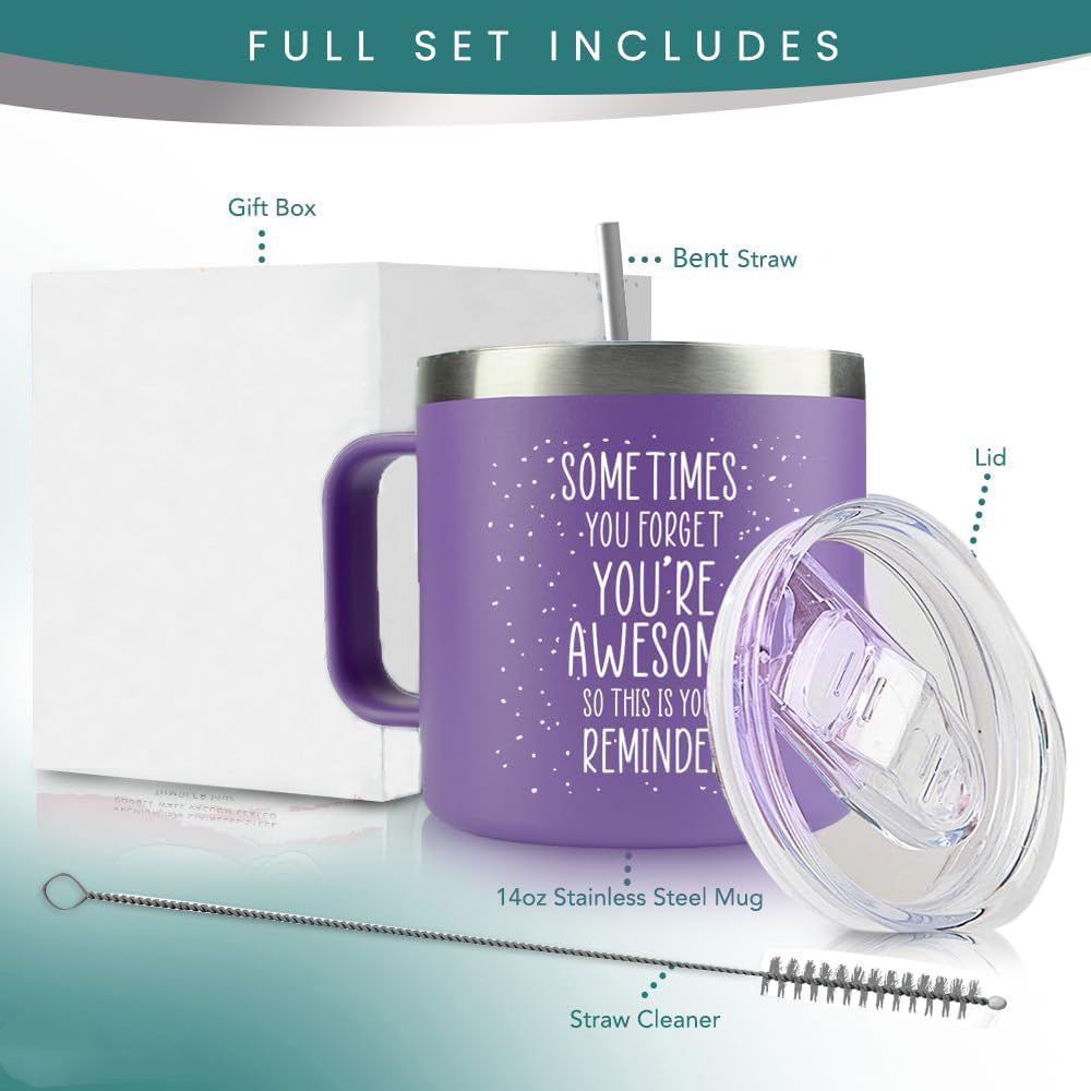 Inspirational Coffee Mug For Women - Sometimes You Forget You're Awesome Purple Mug