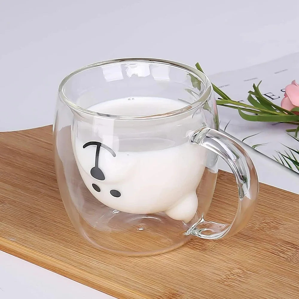 Cute Bear Double Glass Coffee Mug- 250ml