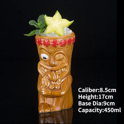 Hawaii Ceramic Tiki Easter Island Coffee Mugs