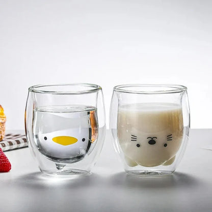 Cute Bear Double Glass Coffee Mug- 250ml