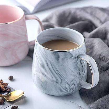 Pink/Grey Coffee Mug - Gold Trim Nordic Style